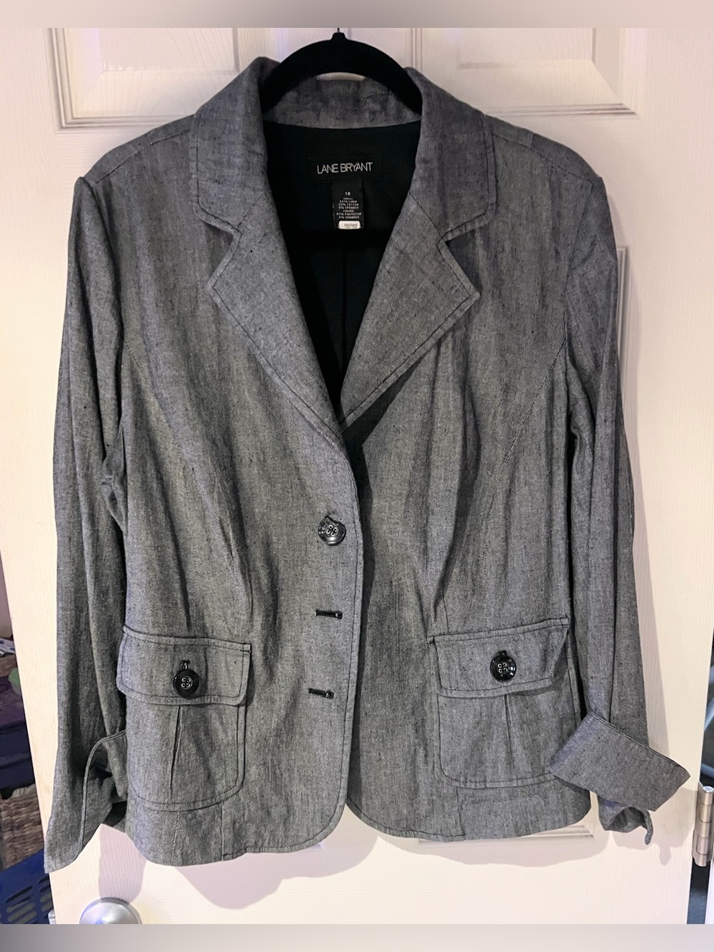 Lane Bryant Gray Linen Blend Women's Blazer Size Size 18